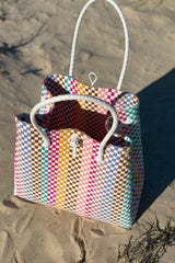 Recycled Plastic Basket ~ Candy Stripe
