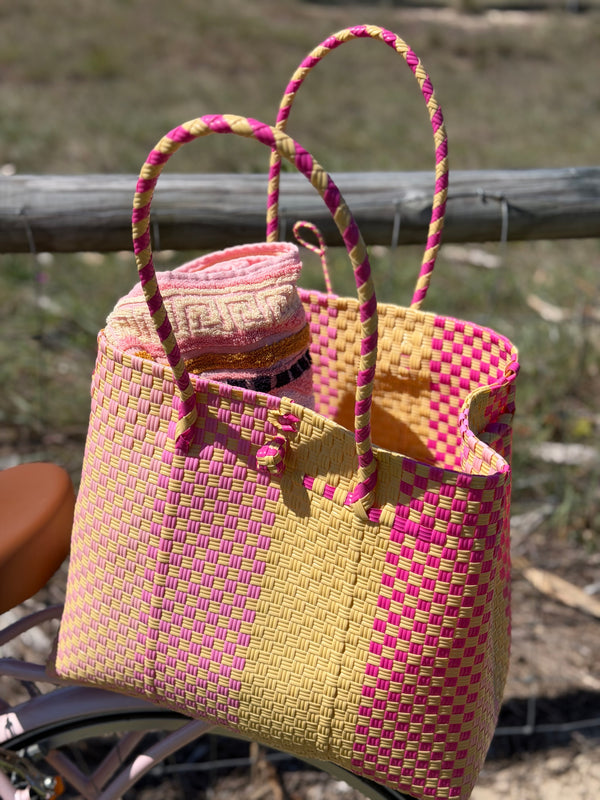 Recycled Plastic Basket ~ Pastel Pink