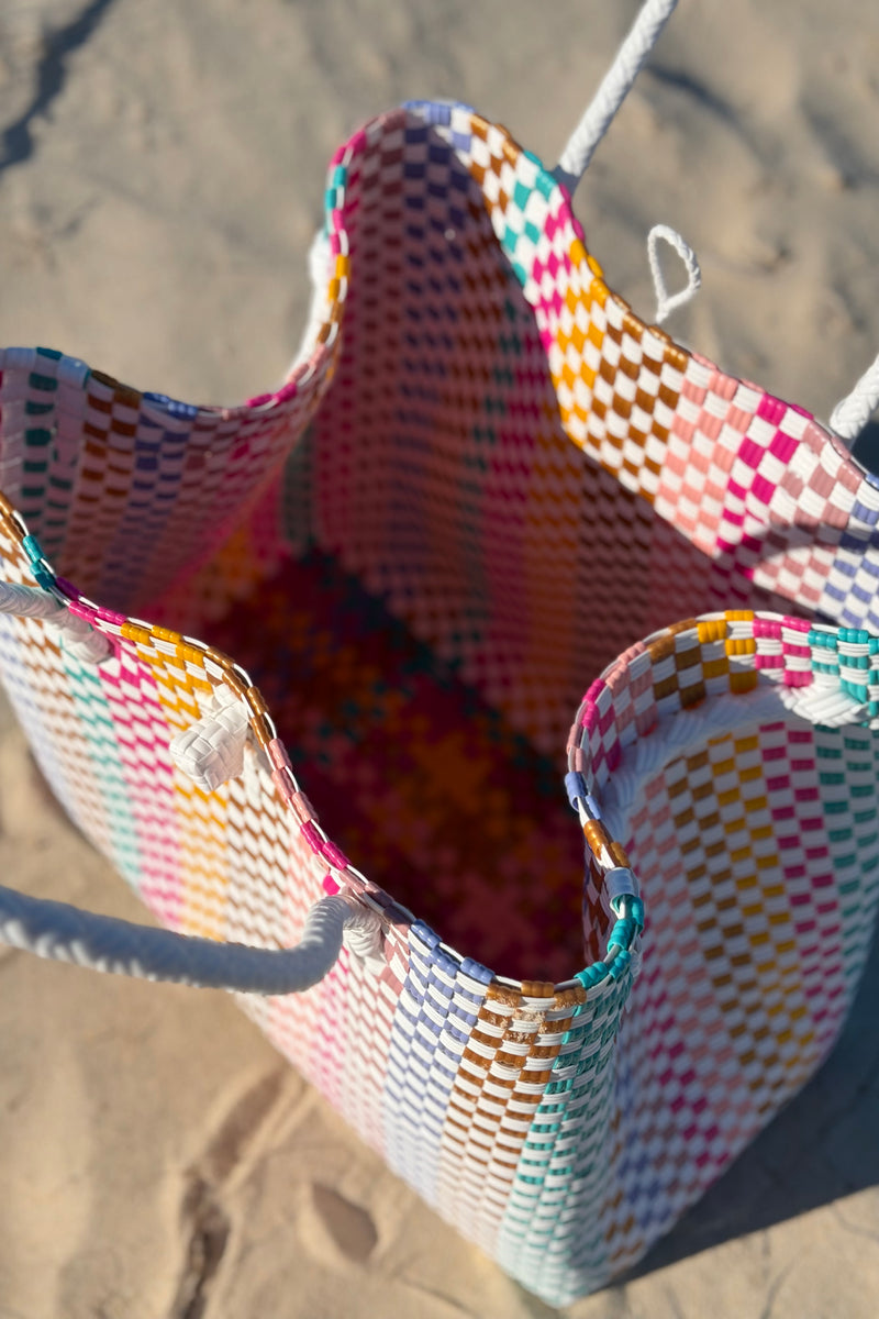 Recycled Plastic Basket ~ Candy Stripe