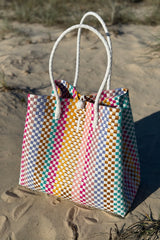 Recycled Plastic Basket ~ Candy Stripe