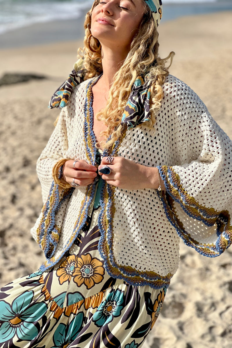 Free Love Crochet Cardy - Cream - MADE TO ORDER