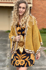 Free Love Crochet Cardy - Mustard - MADE TO ORDER