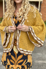 Free Love Crochet Cardy - Mustard - MADE TO ORDER